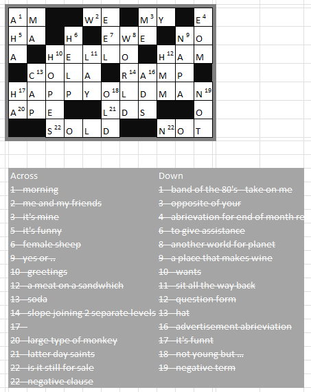 Completed Crossword Puzzle