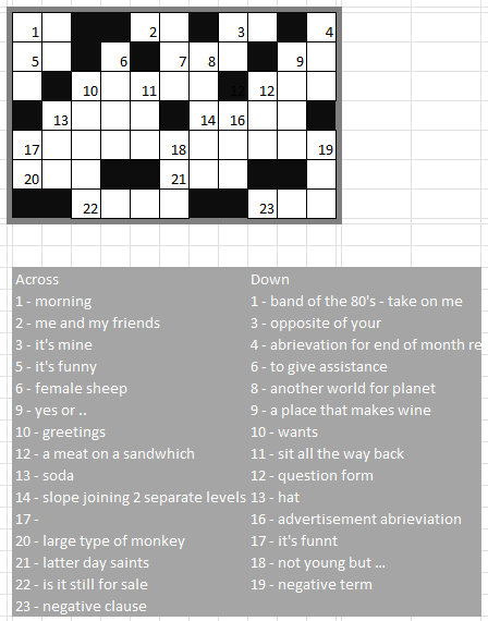 Blank Crossword Puzzle